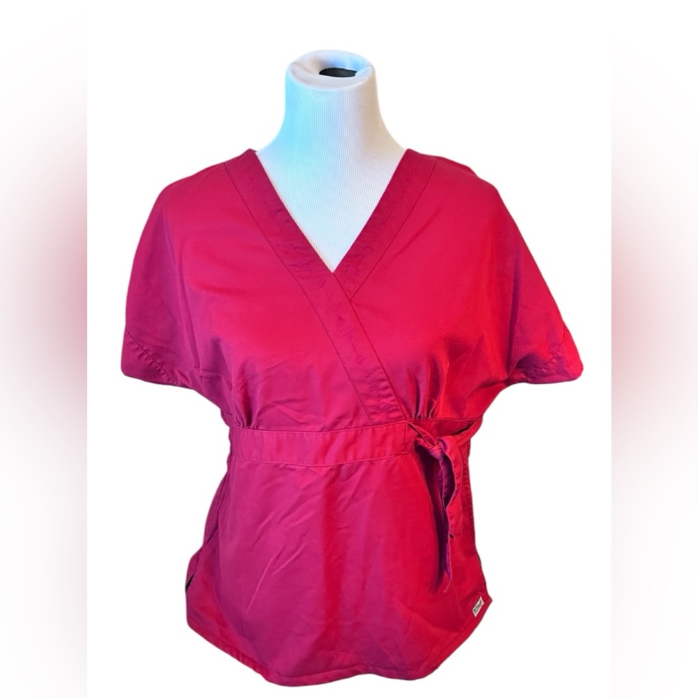 Grey’s Anatomy Scrub Short Sleeve Red V Neck Top Size Medium